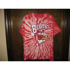 Mens Buc-cee's Beavers Red Tye Dye Baseball Graphic T-Shirt Buc-ees Size L